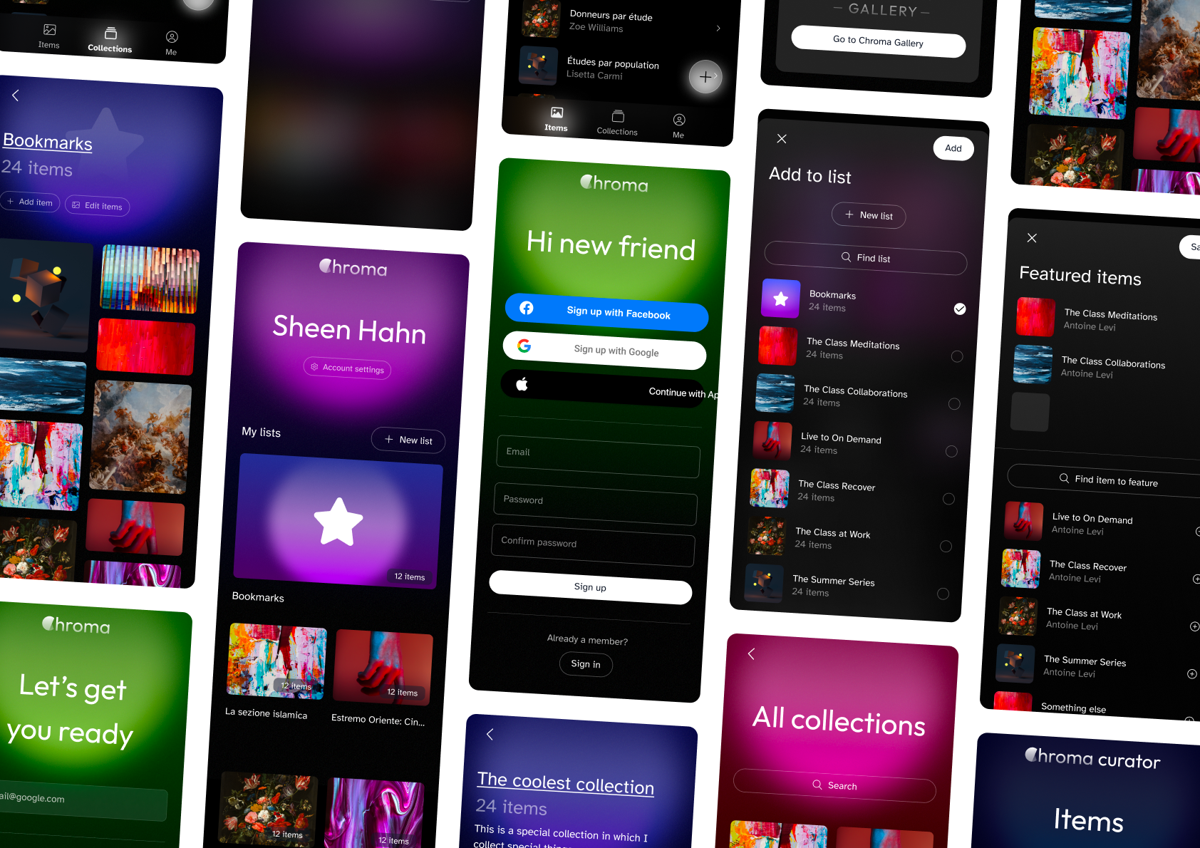 Chroma Gallery — many mobile screens