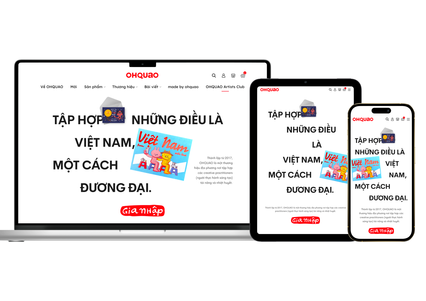 Ohquao Artist Club — across desktop, tablet, and mobile
