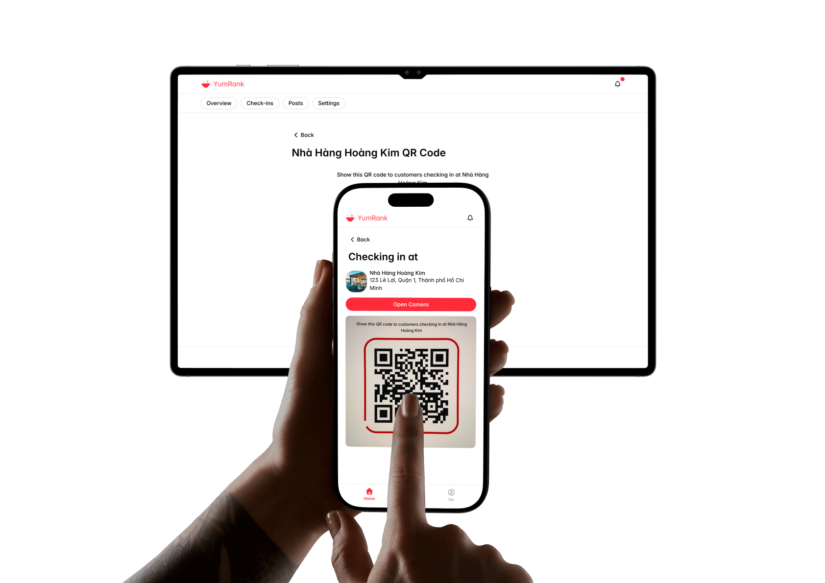 YumRank — scan QR code to check in